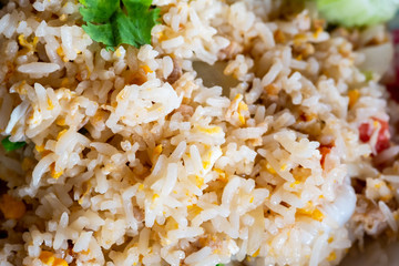 Closeup Thai Fried Rice, Street Food Style.