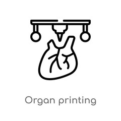 outline organ printing vector icon. isolated black simple line element illustration from artificial intellegence concept. editable vector stroke organ printing icon on white background