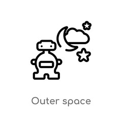 outline outer space vector icon. isolated black simple line element illustration from artificial intellegence concept. editable vector stroke outer space icon on white background