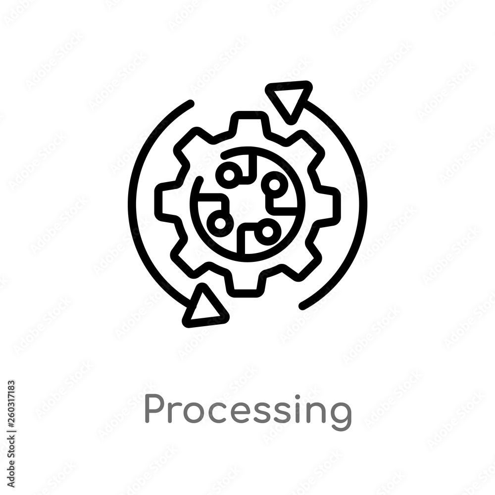 Wall mural outline processing vector icon. isolated black simple line element illustration from artificial inte