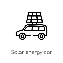 outline solar energy car vector icon. isolated black simple line element illustration from artificial intellegence concept. editable vector stroke solar energy car icon on white background