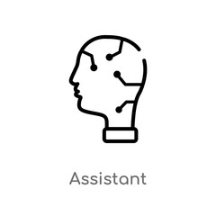 outline assistant vector icon. isolated black simple line element illustration from artificial intelligence concept. editable vector stroke assistant icon on white background