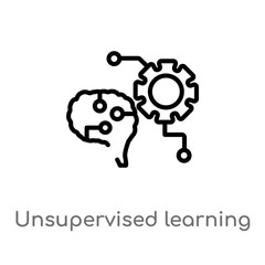 outline unsupervised learning vector icon. isolated black simple line element illustration from artificial intellegence concept. editable vector stroke unsupervised learning icon on white background