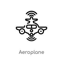 outline aeroplane vector icon. isolated black simple line element illustration from artificial intelligence concept. editable vector stroke aeroplane icon on white background