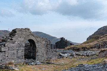 Fototapeta premium Cwmorthin Terrace and Rhosydd Slate Quarry, Blaenau Ffestiniog