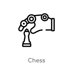 outline chess vector icon. isolated black simple line element illustration from artificial intelligence concept. editable vector stroke chess icon on white background