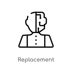 outline replacement vector icon. isolated black simple line element illustration from artificial intelligence concept. editable vector stroke replacement icon on white background