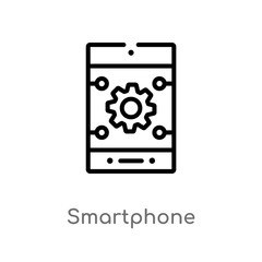 outline smartphone vector icon. isolated black simple line element illustration from artificial intelligence concept. editable vector stroke smartphone icon on white background