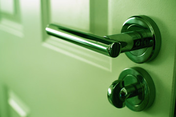 Green door handle detail