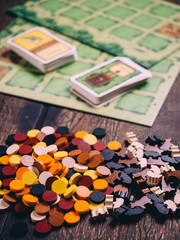 Farm agricola board game with fields figures and animals