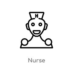 outline nurse vector icon. isolated black simple line element illustration from artificial intelligence concept. editable vector stroke nurse icon on white background