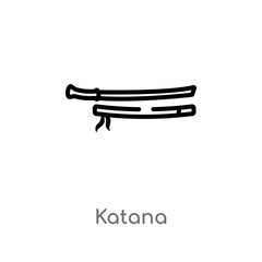 outline katana vector icon. isolated black simple line element illustration from asian concept. editable vector stroke katana icon on white background