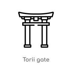 outline torii gate vector icon. isolated black simple line element illustration from asian concept. editable vector stroke torii gate icon on white background