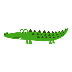 Cute Crocodile print design- funny hand drawn doodle, cartoon alligator. Good for Poster or t-shirt textile graphic design. Vector hand drawn illustration.