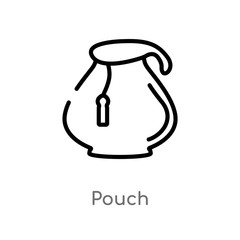 outline pouch vector icon. isolated black simple line element illustration from asian concept. editable vector stroke pouch icon on white background