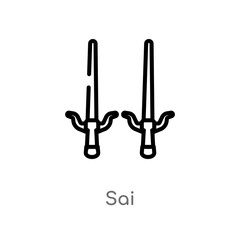 outline sai vector icon. isolated black simple line element illustration from asian concept. editable vector stroke sai icon on white background