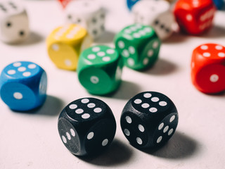 Color classic dices cubes. board game background