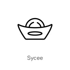outline sycee vector icon. isolated black simple line element illustration from asian concept. editable vector stroke sycee icon on white background