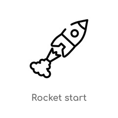 outline rocket start vector icon. isolated black simple line element illustration from astronomy concept. editable vector stroke rocket start icon on white background