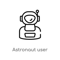 outline astronaut user vector icon. isolated black simple line element illustration from astronomy concept. editable vector stroke astronaut user icon on white background