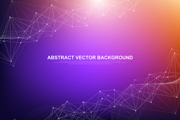 Abstract plexus background with connected lines and dots. Plexus geometric effect Big data with compounds. Lines plexus, minimal array. Digital data visualization. Vector illustration