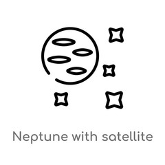 outline neptune with satellite vector icon. isolated black simple line element illustration from astronomy concept. editable vector stroke neptune with satellite icon on white background