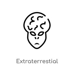 outline extraterrestial head vector icon. isolated black simple line element illustration from astronomy concept. editable vector stroke extraterrestial head icon on white background