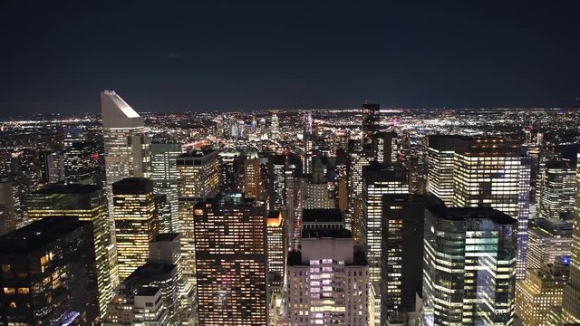 Aerial view of New York City lights, Manhattan panorama