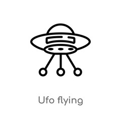 outline ufo flying vector icon. isolated black simple line element illustration from astronomy concept. editable vector stroke ufo flying icon on white background