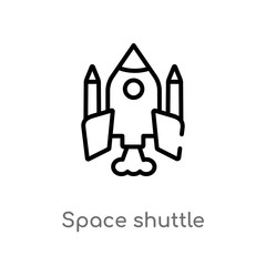outline space shuttle vector icon. isolated black simple line element illustration from astronomy concept. editable vector stroke space shuttle icon on white background