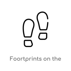 outline foortprints on the moon vector icon. isolated black simple line element illustration from astronomy concept. editable vector stroke foortprints on the moon icon on white background