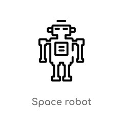 outline space robot vector icon. isolated black simple line element illustration from astronomy concept. editable vector stroke space robot icon on white background