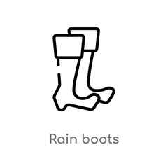 outline rain boots vector icon. isolated black simple line element illustration from autumn concept. editable vector stroke rain boots icon on white background