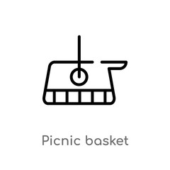 outline picnic basket vector icon. isolated black simple line element illustration from autumn concept. editable vector stroke picnic basket icon on white background