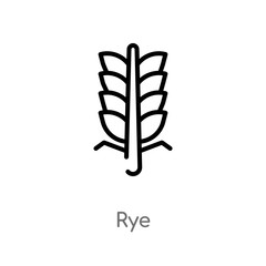 outline rye vector icon. isolated black simple line element illustration from autumn concept. editable vector stroke rye icon on white background