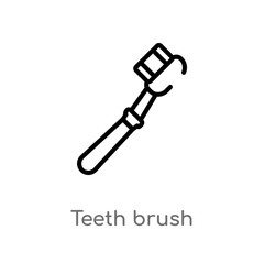 outline teeth brush vector icon. isolated black simple line element illustration from beauty concept. editable vector stroke teeth brush icon on white background