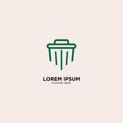 recycle trash green simple line logo template vector illustration icon element isolated - Vector