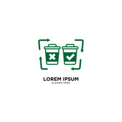recycle trash green simple line logo template vector illustration icon element isolated - Vector