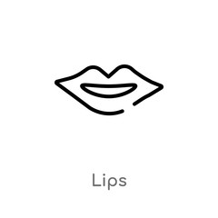 outline lips vector icon. isolated black simple line element illustration from beauty concept. editable vector stroke lips icon on white background