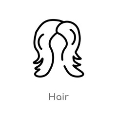 outline hair vector icon. isolated black simple line element illustration from beauty concept. editable vector stroke hair icon on white background