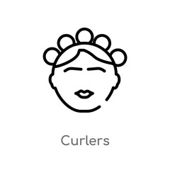 outline curlers vector icon. isolated black simple line element illustration from beauty concept. editable vector stroke curlers icon on white background