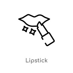 outline lipstick vector icon. isolated black simple line element illustration from beauty concept. editable vector stroke lipstick icon on white background