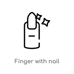 outline finger with nail vector icon. isolated black simple line element illustration from beauty concept. editable vector stroke finger with nail icon on white background