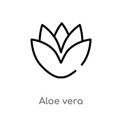 outline aloe vera vector icon. isolated black simple line element illustration from beauty concept. editable vector stroke aloe vera icon on white background