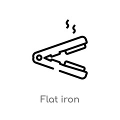 outline flat iron vector icon. isolated black simple line element illustration from beauty concept. editable vector stroke flat iron icon on white background