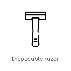 outline disposable razor vector icon. isolated black simple line element illustration from beauty concept. editable vector stroke disposable razor icon on white background