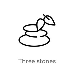 outline three stones vector icon. isolated black simple line element illustration from beauty concept. editable vector stroke three stones icon on white background