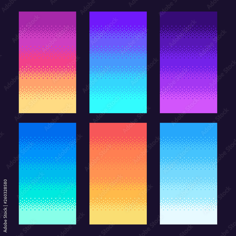 Fototapete dithering pixels background. old retro video game pixel art gradient, retro arcade games 8 bit sky v