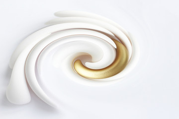 Abstract white shape in the form of a helix on a white background. Contemporary art, background,...