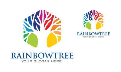 Rainbow Tree Polygon Logo